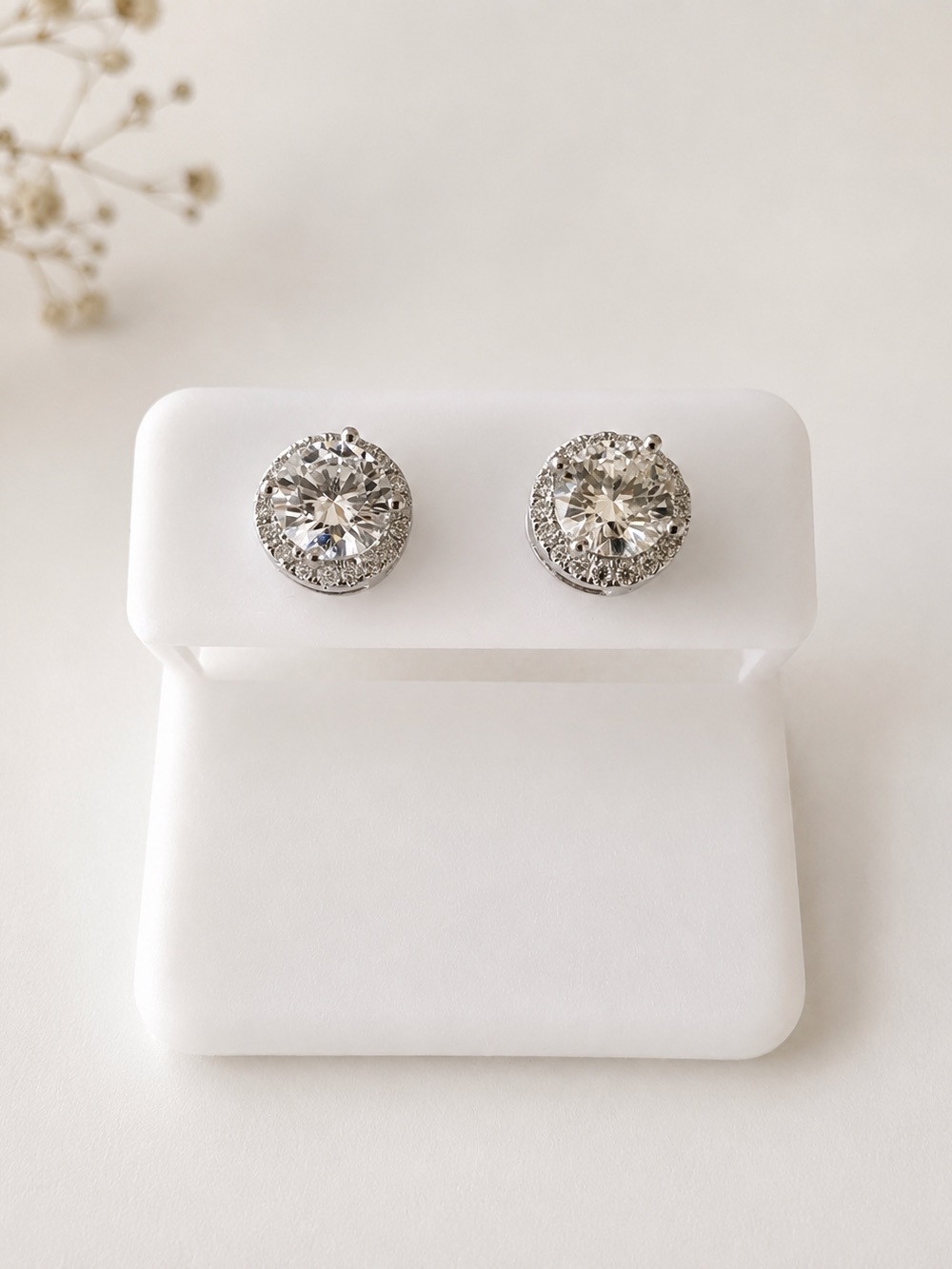 NWT Sterling Silver 925 Stud Earrings Moissanite 1.83 CTW